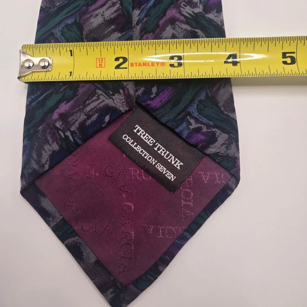 J Garcia By Stonehenge 100 % silk abstract tire purple green artistic (A1)